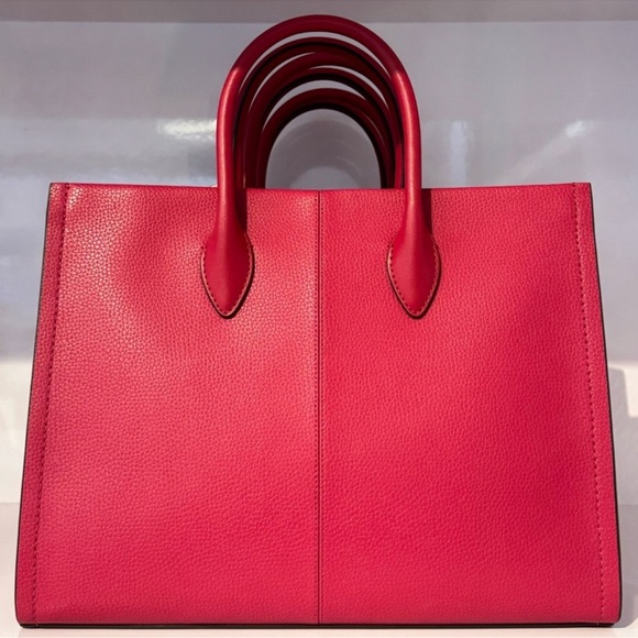 Michael Kors Mirella Medium Pebbled Leather Tote Bag Dark Raspberry Multi - Picture 6 of 9